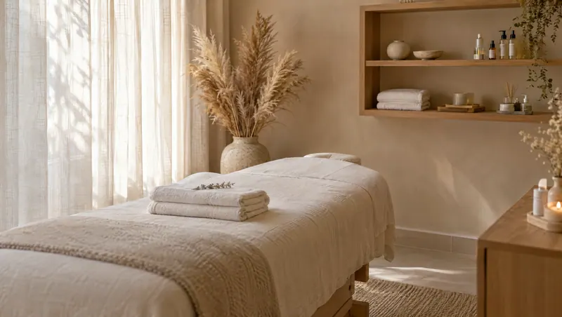Beauty salon website demo: a treatment room with a beauty couch