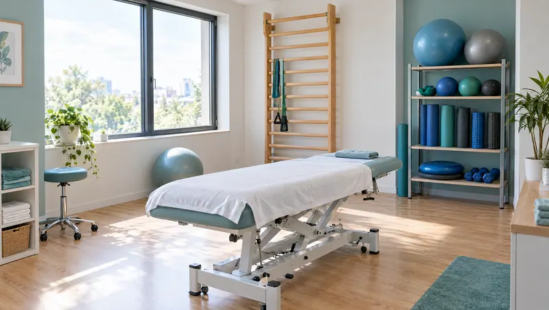 Physiotherapy clinic website demo: a treatment room with a physio couch