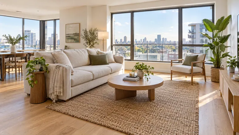 Real estate agency website demo: a bright living room in a home